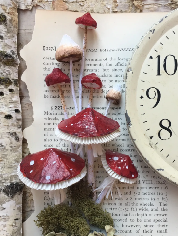 Paper mache mushrooms