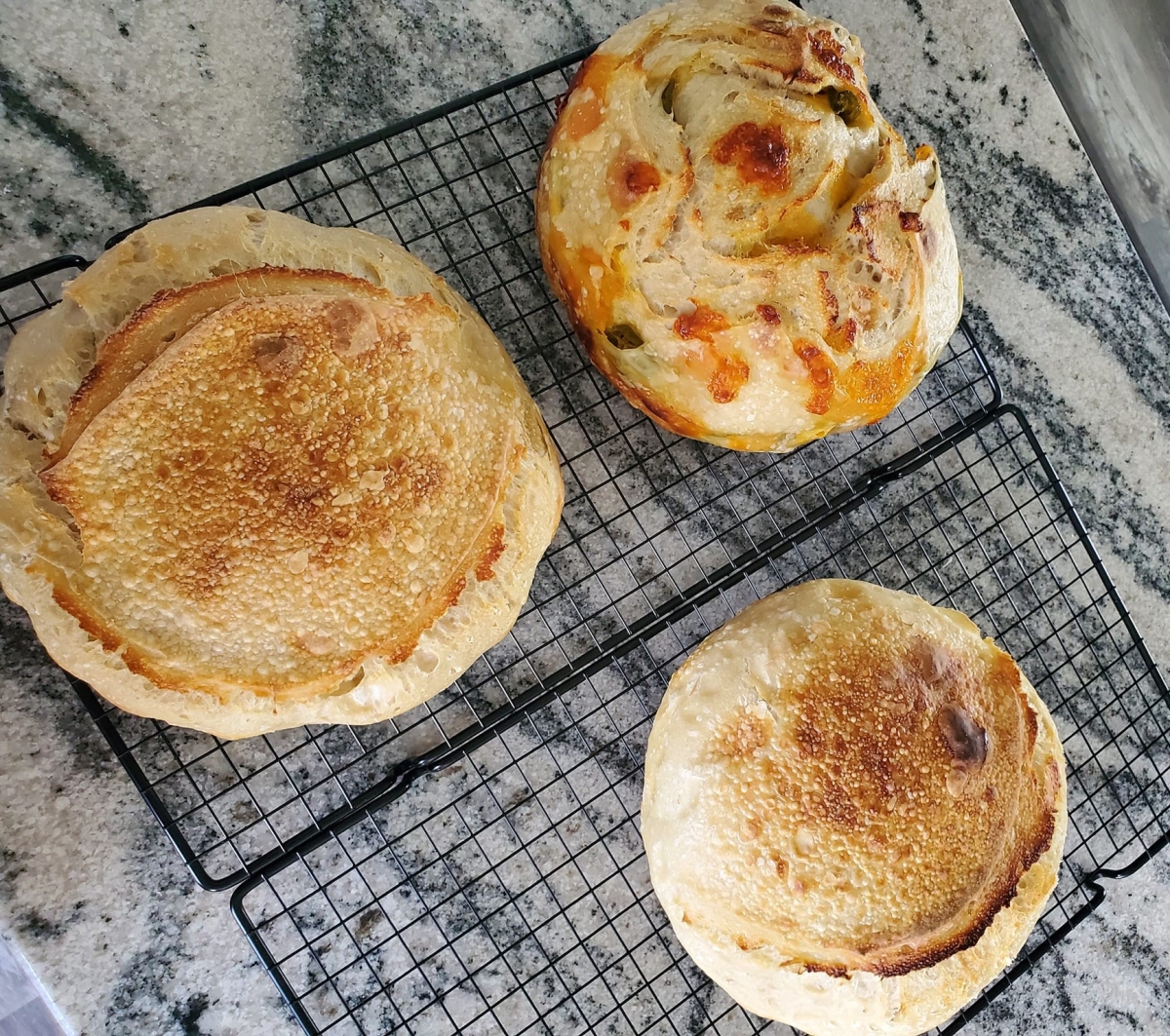 bread on a tray